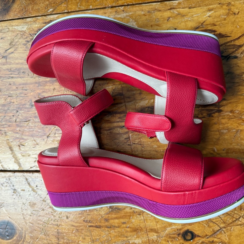 Cole Haan Red and Purple Platform Sandals
